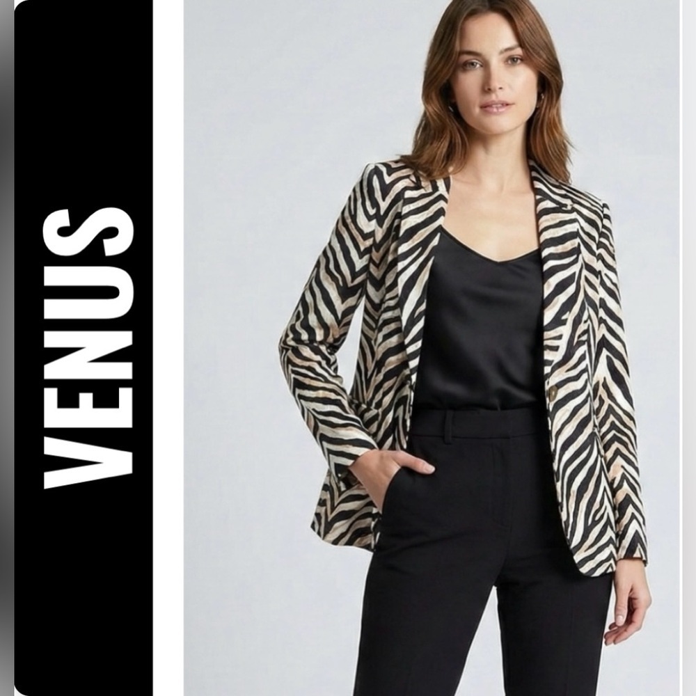 VENUS - New without tags Venus zebra blazer with tan accents Size 10 - Picture 2 of 11